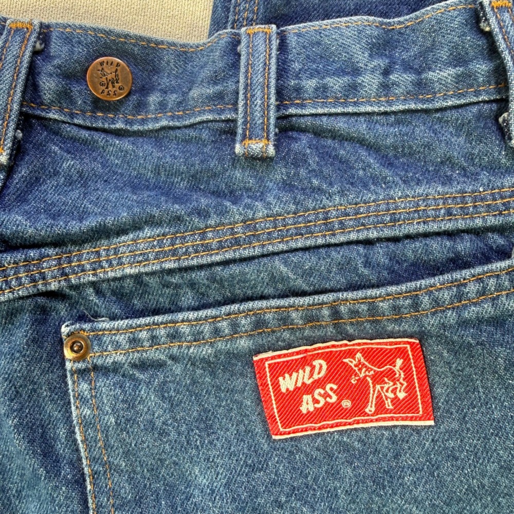 Wild Ass Mens Logger Jeans 30x32 Blue Denim Carpenter Work Pants Suspender Clips
